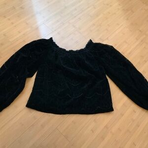 Express Black Velvet Lace Top